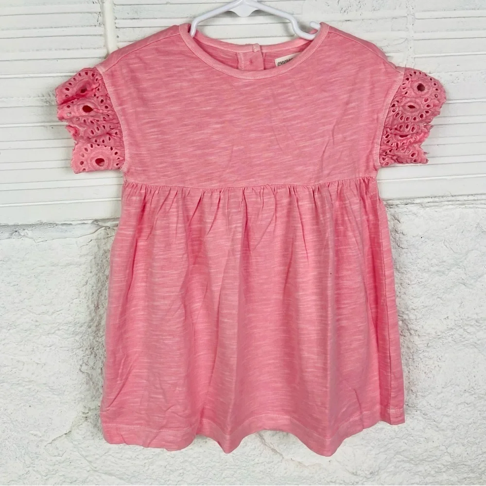 Gymboree Pink Eyelet Sleeve cotton Dress size 18-24 months